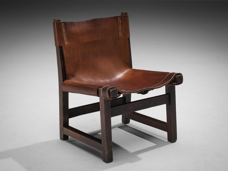 Paco Muñoz 'Riaza' Hunting Children's Chair in Walnut and Leather