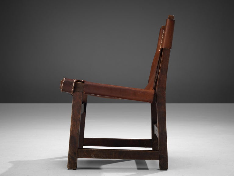 Paco Muñoz Pair of 'Riaza' Hunting Children's Chairs in Patinated Leather