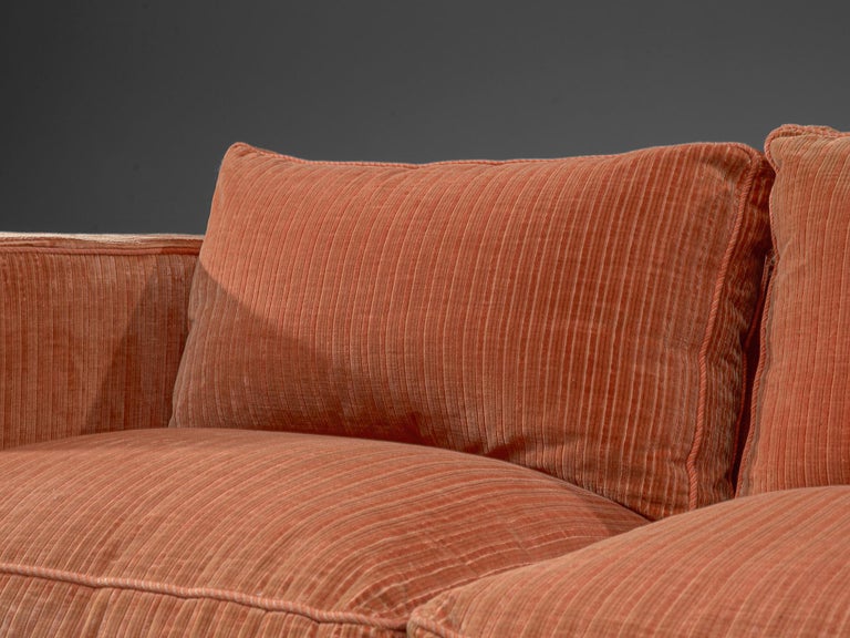 Italian Sofa in Peach Corduroy Velvet