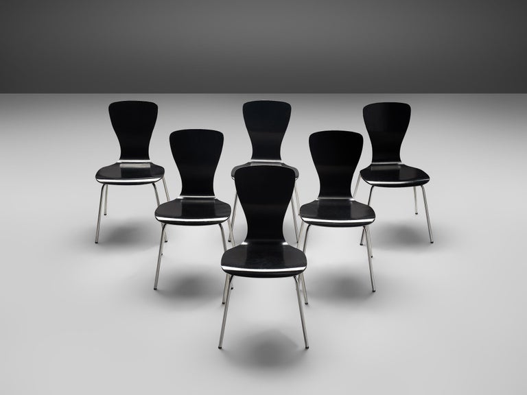 Tapio Wirkkala Set of Six 'Nikke' Dining Chairs with Metal Frames