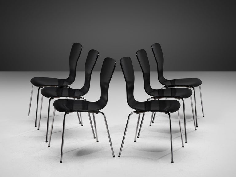 Tapio Wirkkala Set of Six 'Nikke' Dining Chairs with Metal Frames