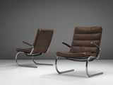 Jørgen Kastholm Pair of Tubular Lounge Chairs in Leather