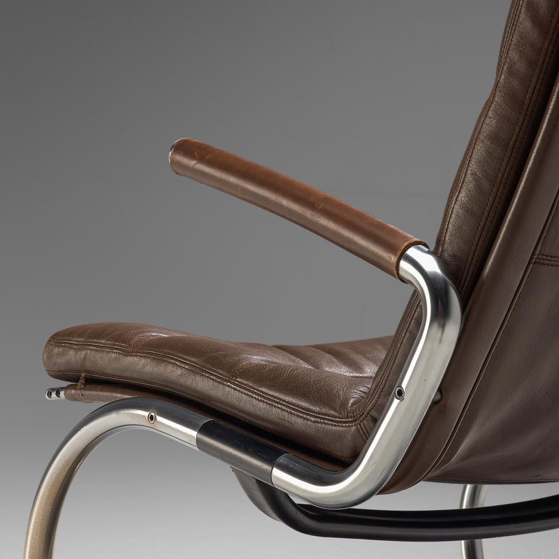 Jørgen Kastholm Pair of Tubular Lounge Chairs in Leather