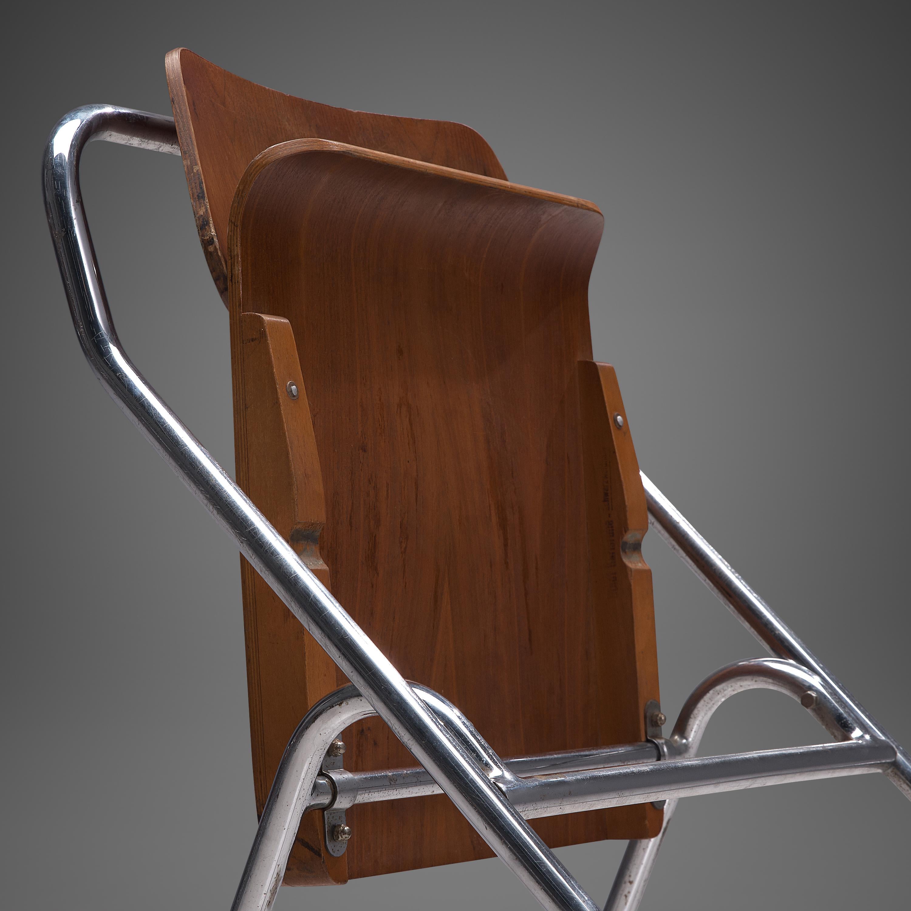Large Set of Dutch Chairs with Chrome Tubular Frame