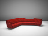 Italian Corner Sofa in Bright Red Velvet