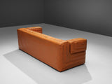Italian Cubic Three Seat Sofa in Orange Leatherette