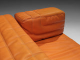 Italian Cubic Three Seat Sofa in Orange Leatherette