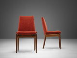 Robert Heritage Pair of Chairs in Mahogany and Red Corduroy