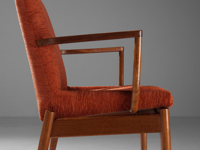 Robert Heritage for Archie Shine Pair of Armchairs in Mahogany and Cordury