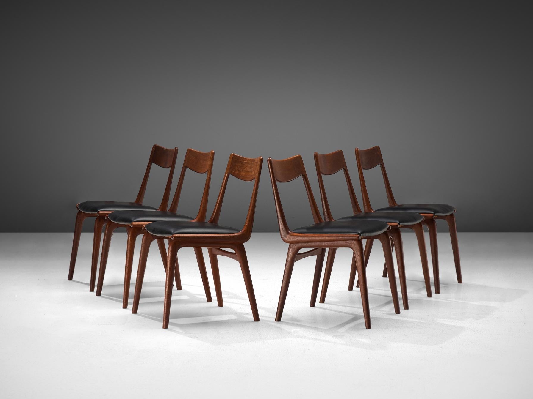 Alfred Christensen Set of Six 'Boomerang' Chairs in Teak
