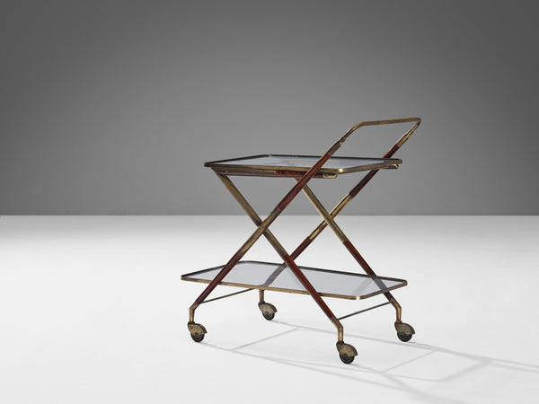 Cesare Lacca Bar Cart in Brass and Glass
