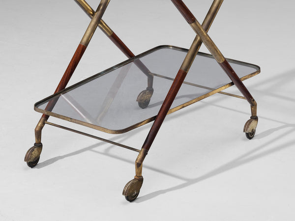 Cesare Lacca Bar Cart in Brass and Glass