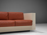Massimo and Lella Vignelli for Poltronova White 'Saratoga' Sofa in Red Leather
