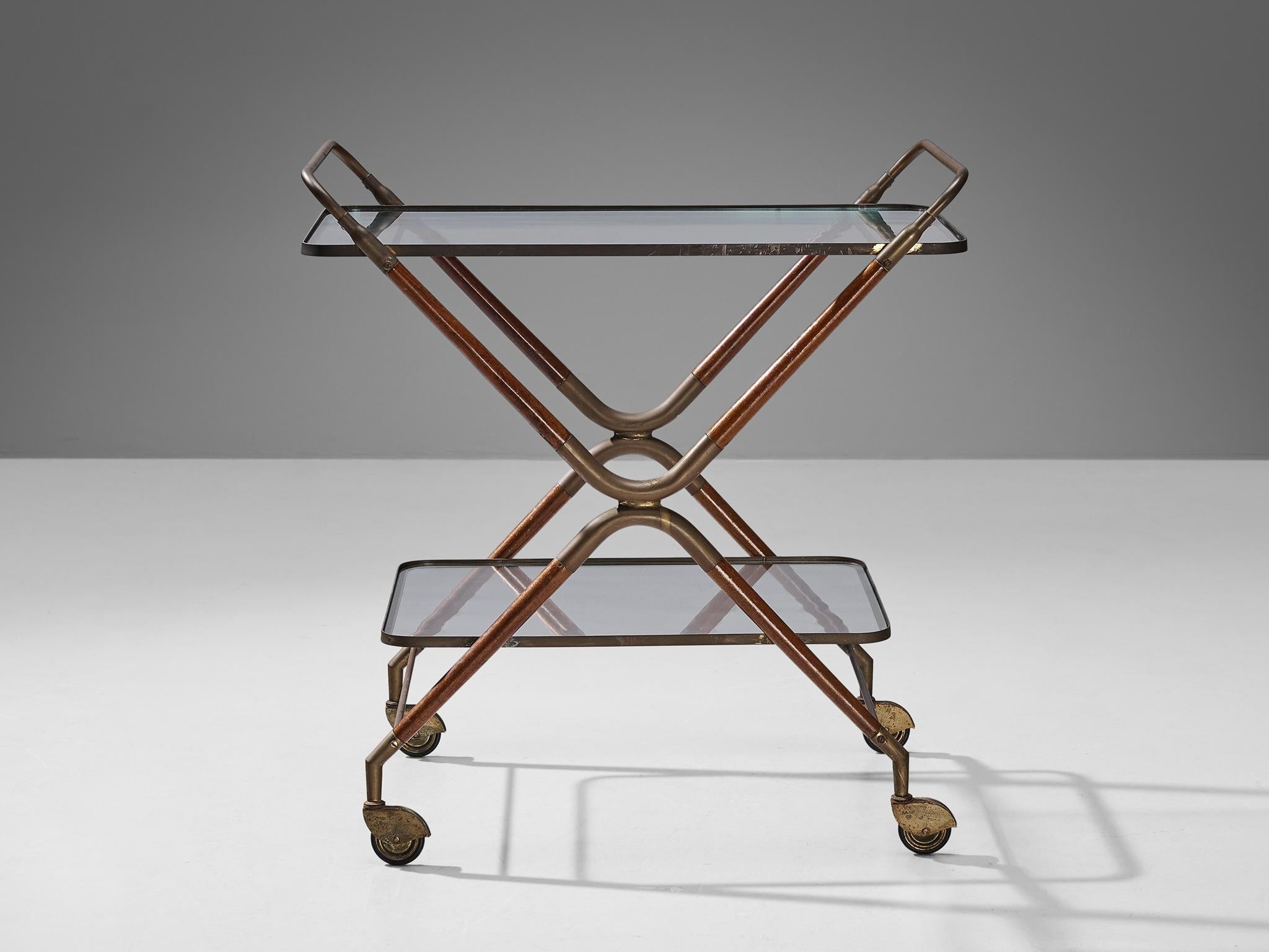 Piero Fornasetti Bar Cart in Glass and Brass