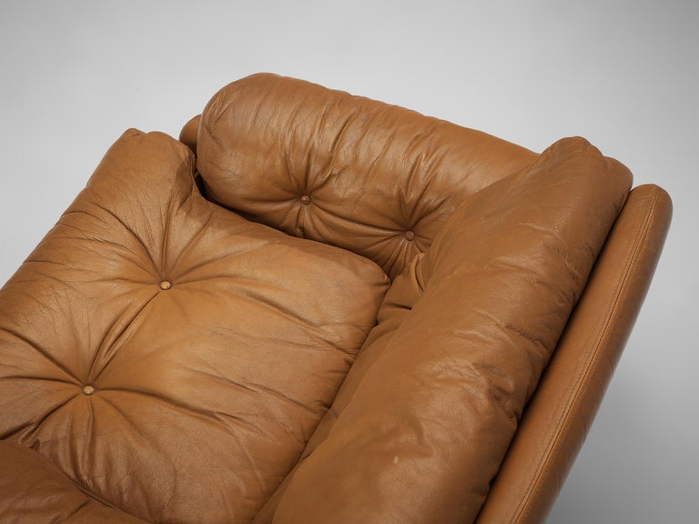 Afra & Tobia Scarpa for B&B Italia 'Coronado' Lounge Chair in Cognac Leather