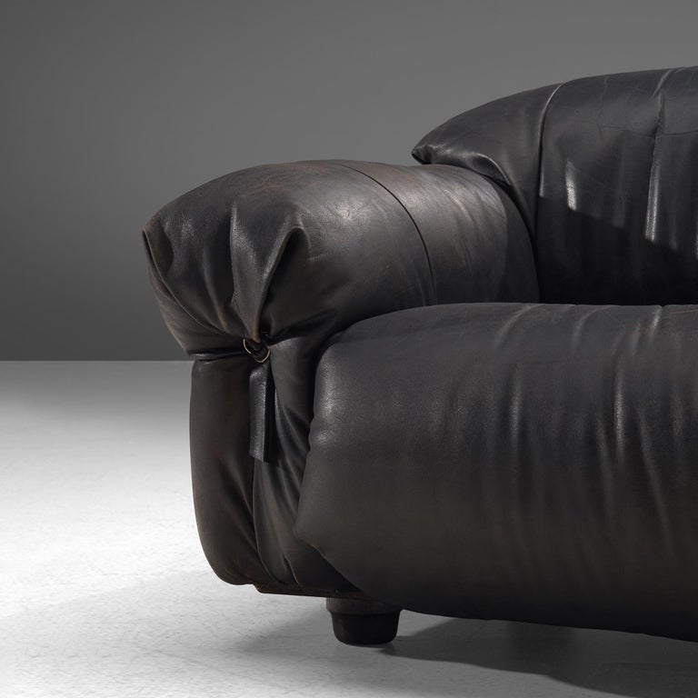 Grand Lounge Chair in Black Patinated Leather