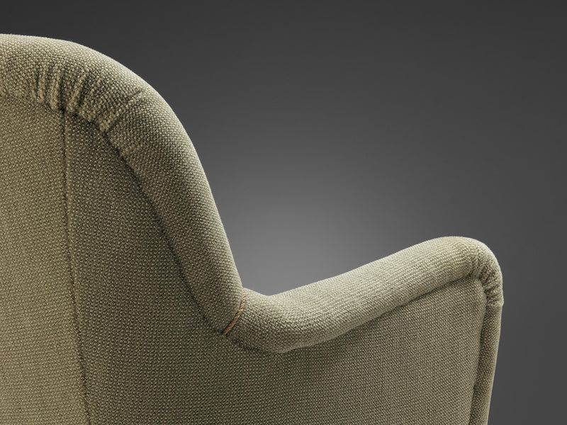 Danish Easy Chair in Light Green Upholstery