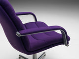 Geoffrey Harcourt for Artifort Swivel Office Chair in Deep Purple Upholstery