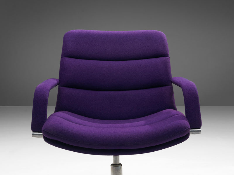 Geoffrey Harcourt for Artifort Swivel Office Chair in Deep Purple Upholstery