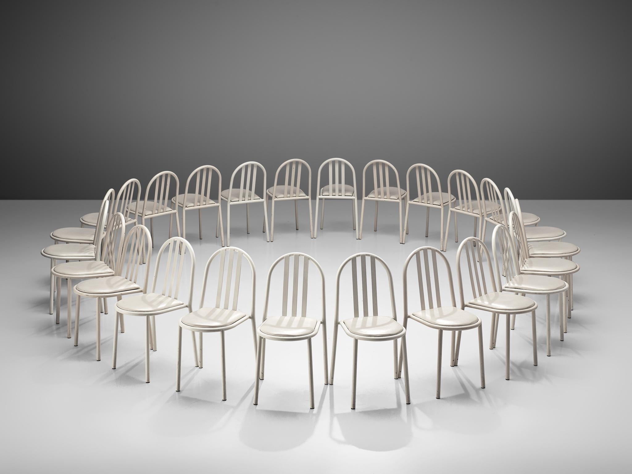 Large Set of White Tubular Steel Chairs by Robert Mallet Stevens