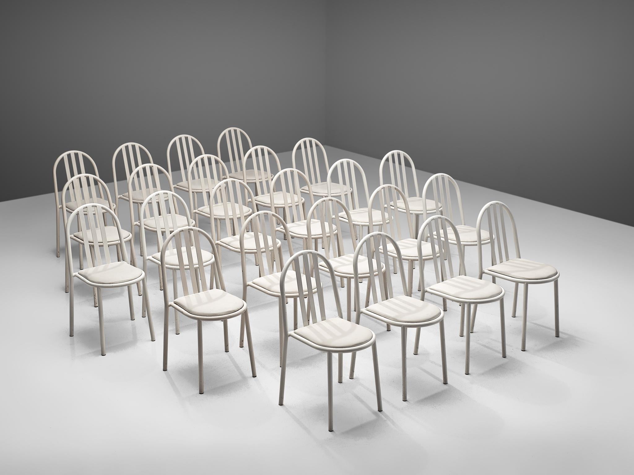 Large Set of White Tubular Steel Chairs by Robert Mallet Stevens
