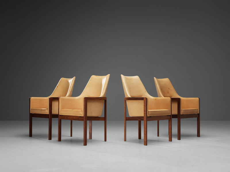 Bernt Petersen for Søborg Møbelfabrik Set of Four Dining Chairs in Leather