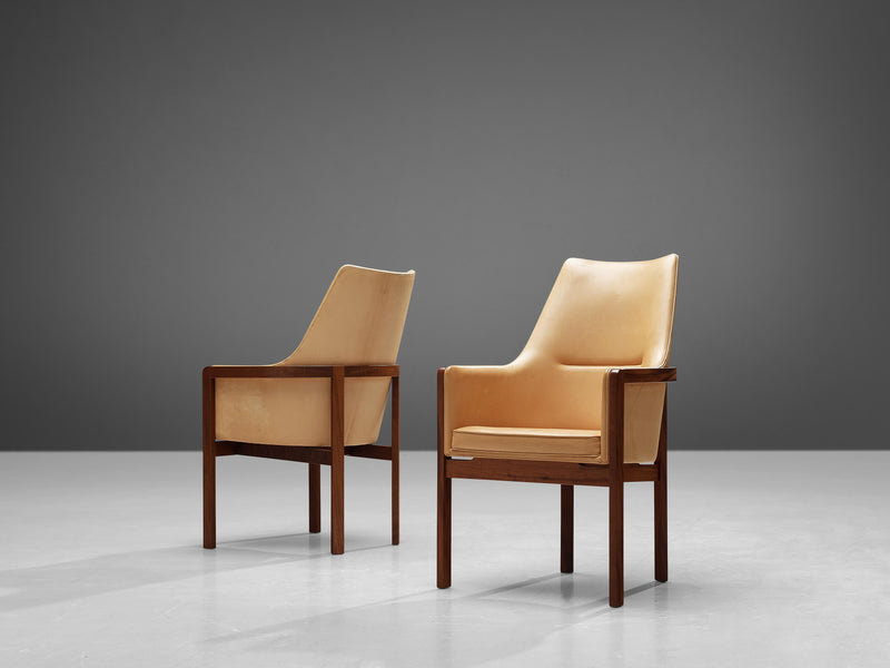 Bernt Petersen for Søborg Møbelfabrik Pair of Dining Chairs in Leather