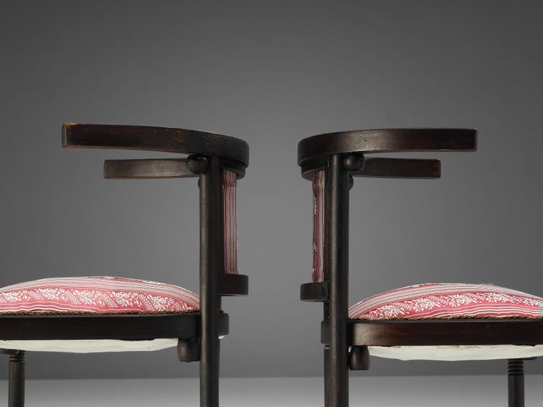 Josef Hoffmann ‘Fledermaus’ Dining Chairs in Floral Upholstery