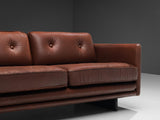Danish Three Seater Sofa in Chestnut Brown Leather Upholstery