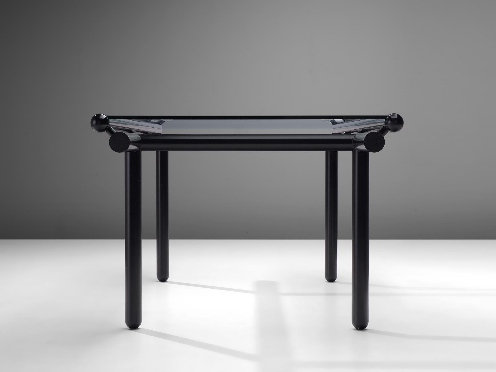 Cassina Dining Table 'Capri' in Black Metal and Glass