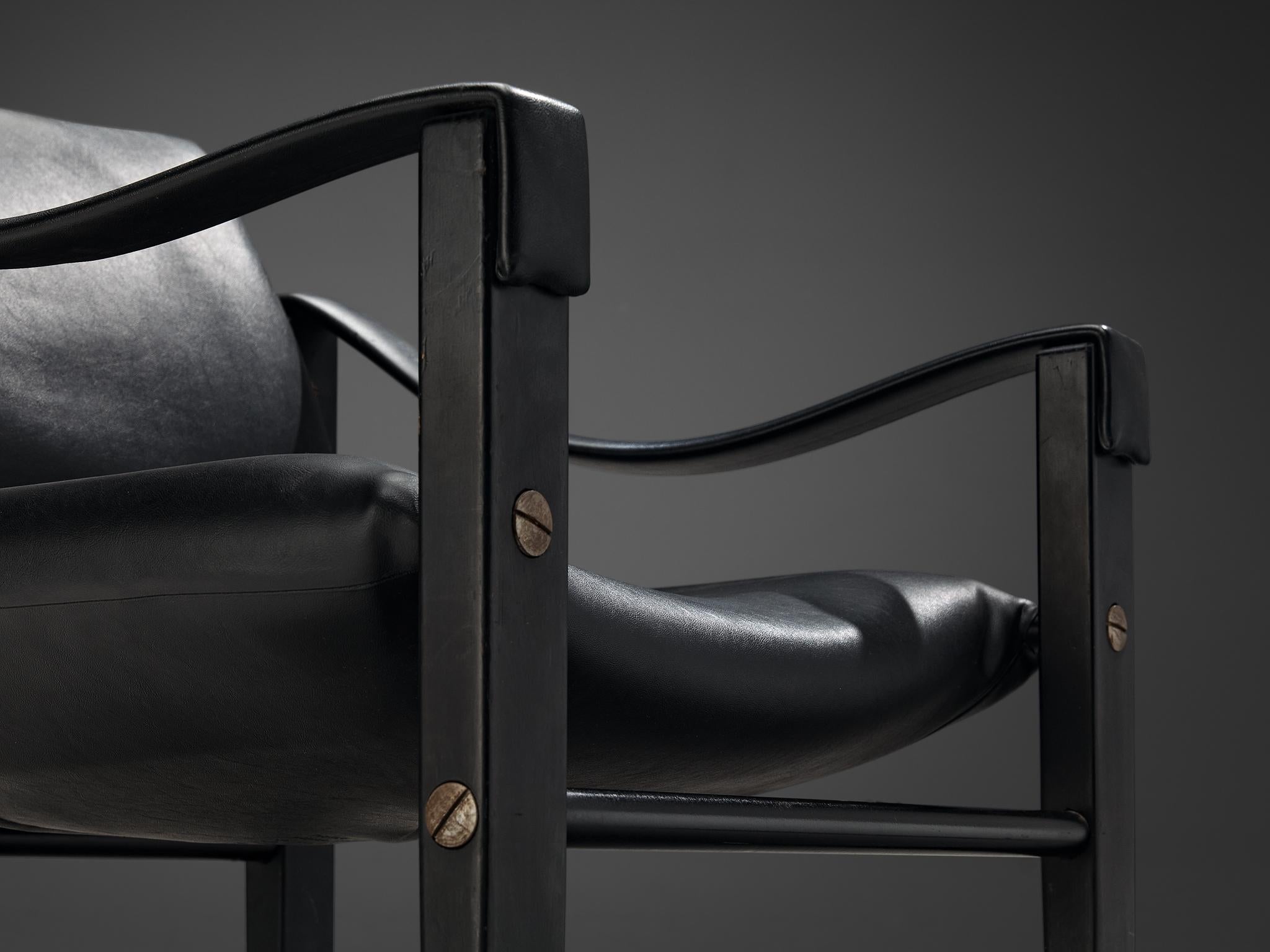'Safari' Lounge Chair in Black Vinyl