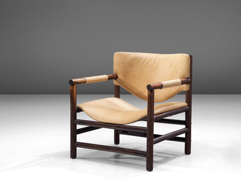 Scandinavian Easy Chair in Natural Leather