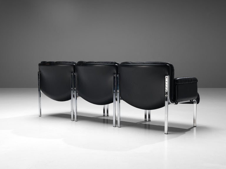 Hans Eichenberger for Girsberger Modular Sofa in Black Leather