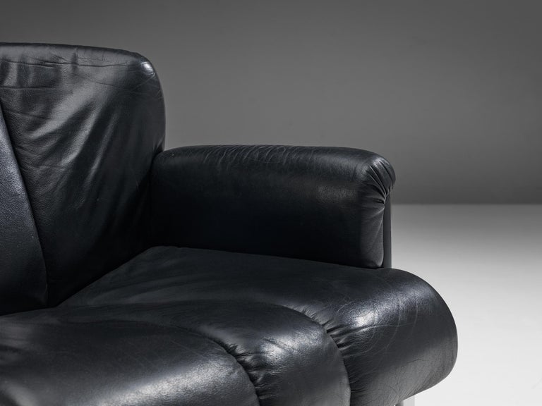 Hans Eichenberger for Girsberger Modular Sofa in Black Leather