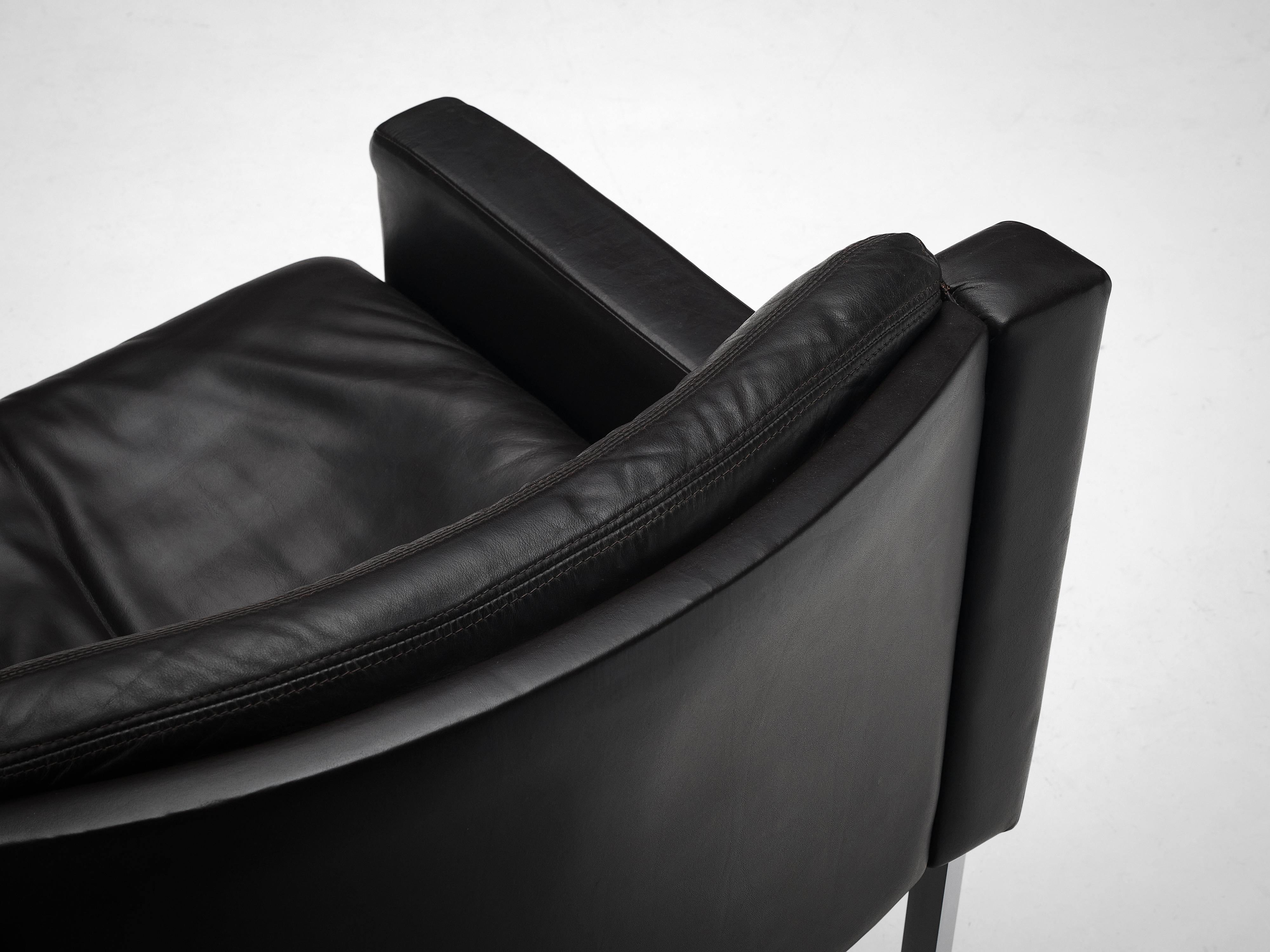 European Lounge Chair in Dark Brown Leather