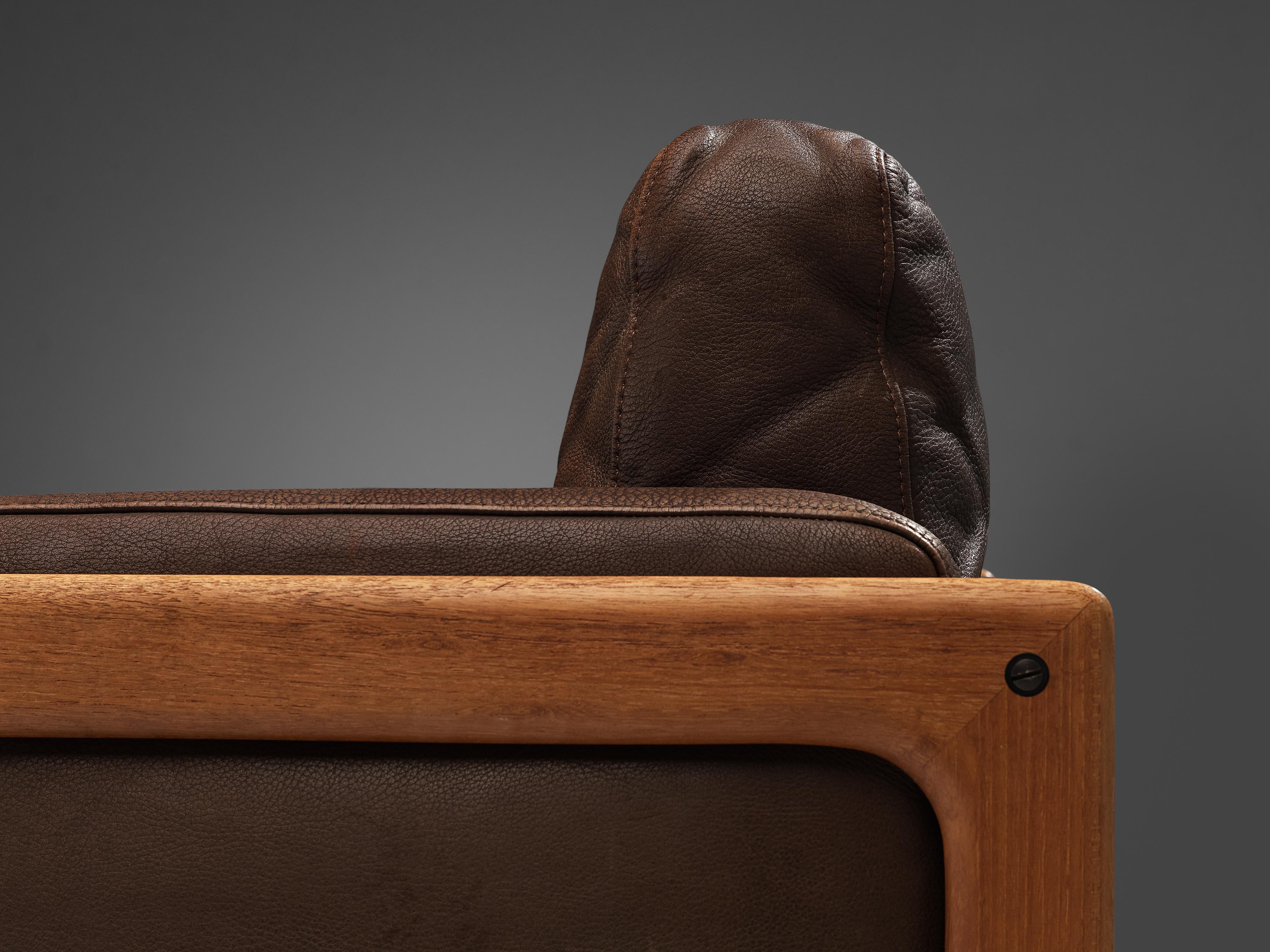 Elegant Danish Lounge Chair in Brown Leather