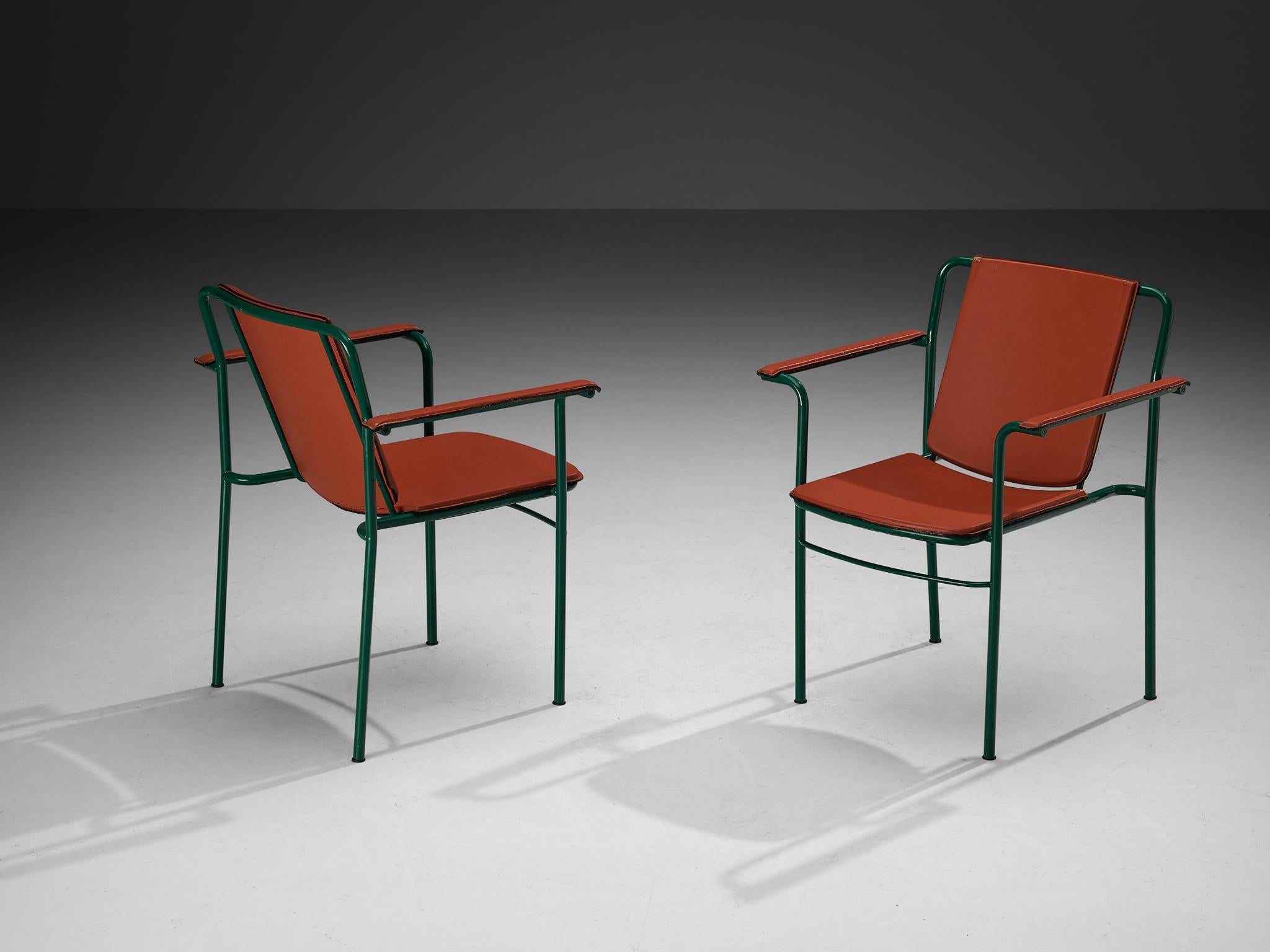 Mario Marenco for Poltrona Frau Set of Eight 'Movie' Chairs in Red Leather