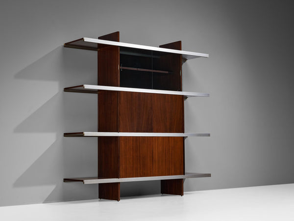 Angelo Mangiarotti for Poltronova 'Multiuse' Cabinet in Wood and Aluminium