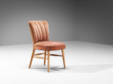 European Dining Chairs in Soft Pink Velvet Upholstery and Wood
