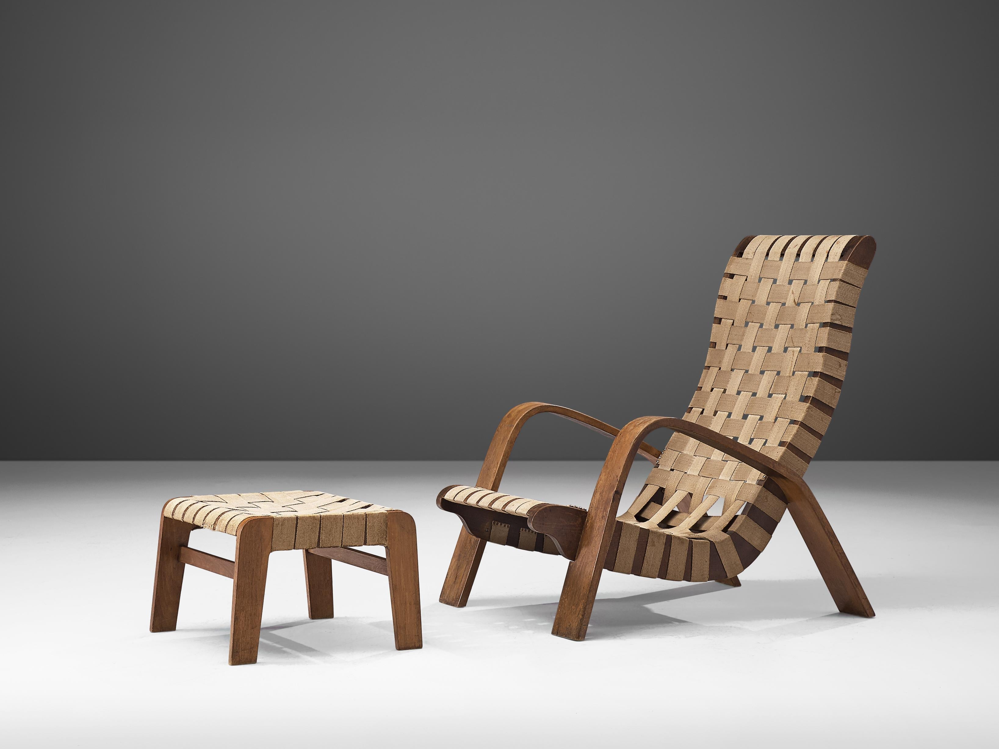 Sculptural Lounge Chair with Ottoman