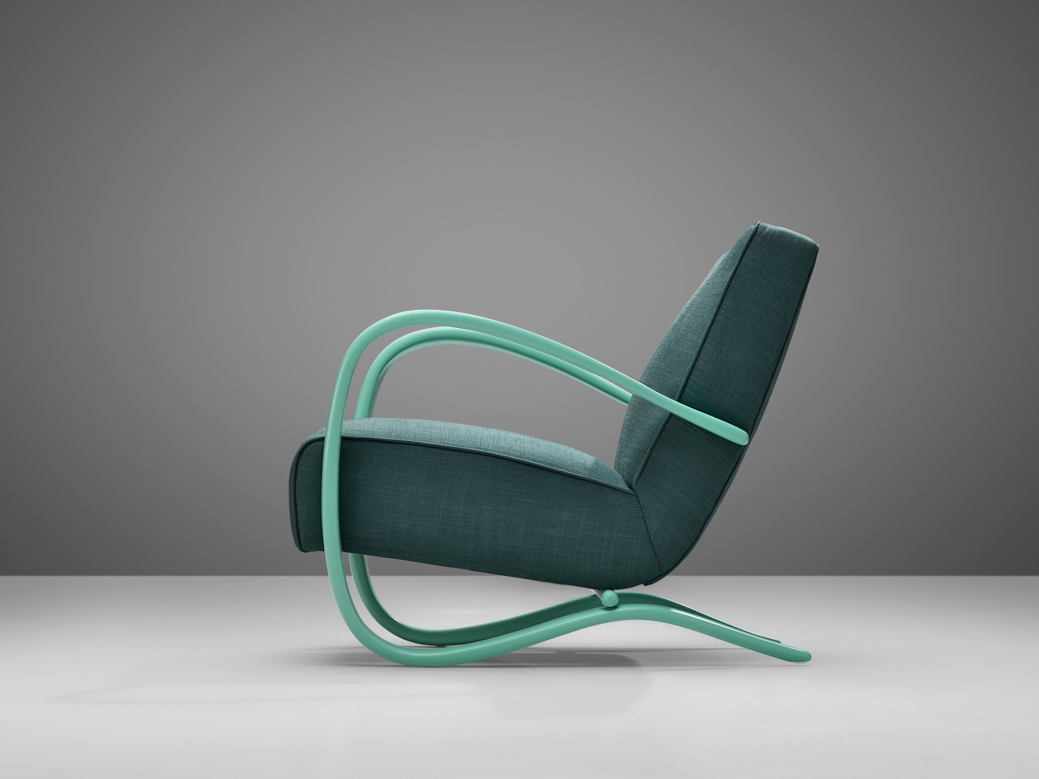 Jindřich Halabala Lounge Chair in Green Upholstery