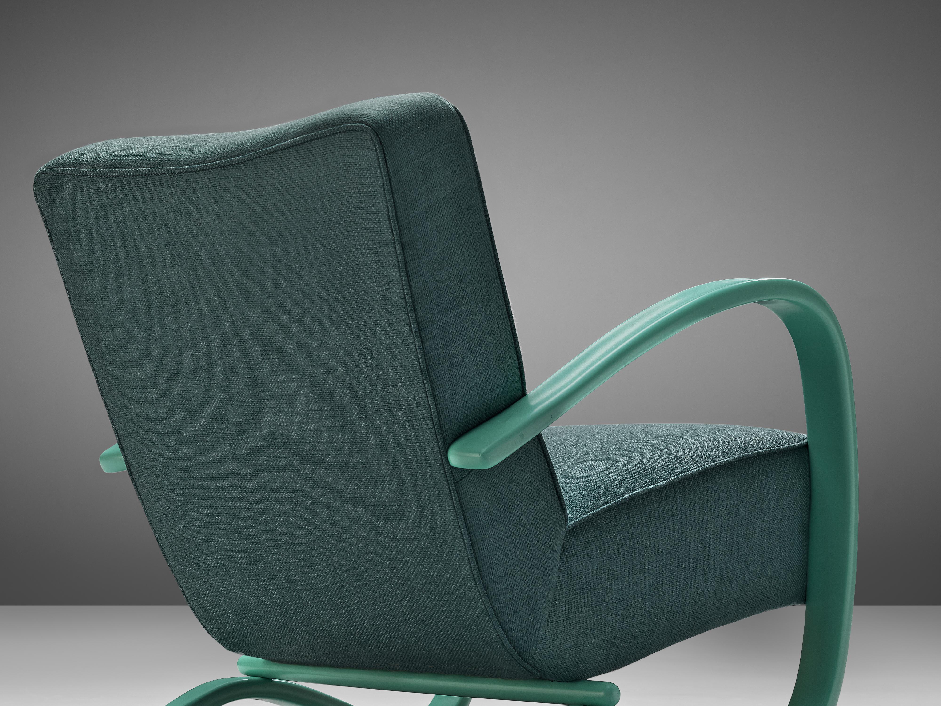 Jindřich Halabala Lounge Chair in Green Upholstery