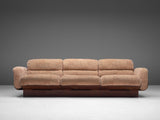 Finnish Sofa in Birch and Patterned Beige Upholstery