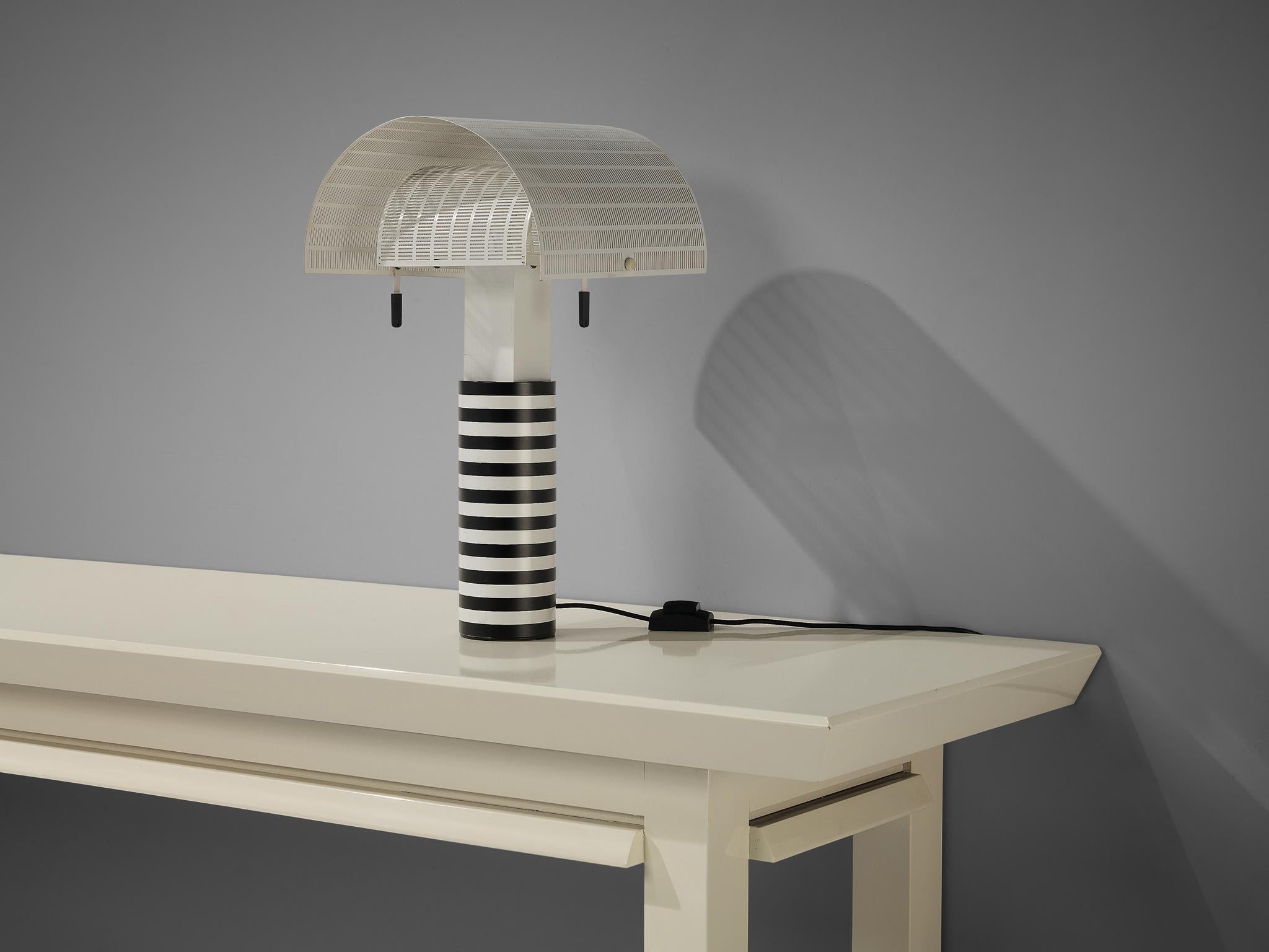 Emiel Veranneman White Console Table and Mario Botta ‘Shogun’ Table Lamp