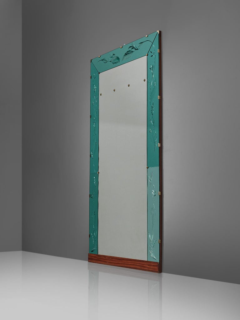 Elegant Italian Wall Mirror with Turquoise Ledge