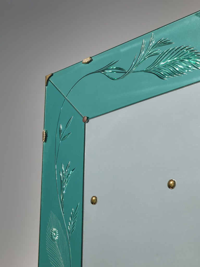 Elegant Italian Wall Mirror with Turquoise Ledge