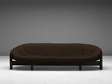 Round Brazilian Sofa in Leather and Black Wooden Frame