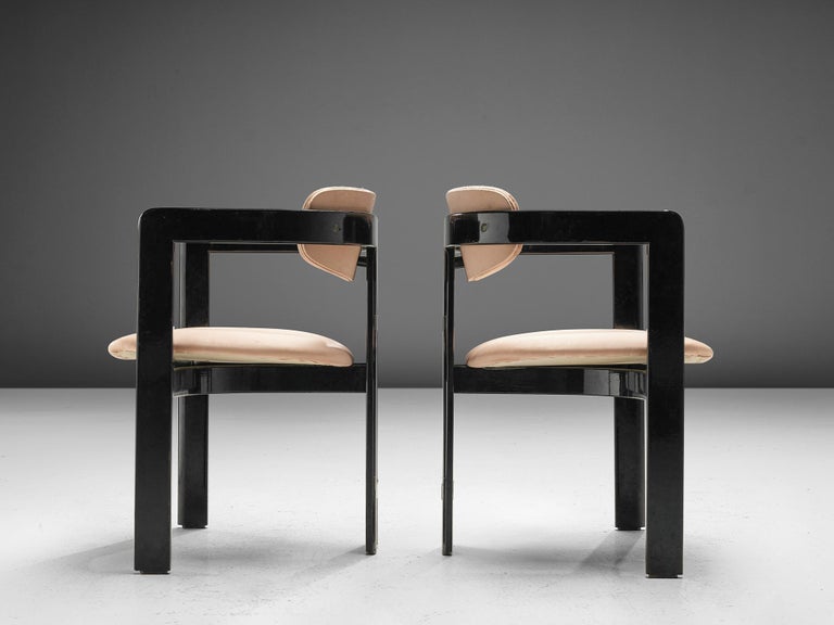 Augusto Savini Pair of 'Pamplona' Armchairs in Ash and Pink Upholstery