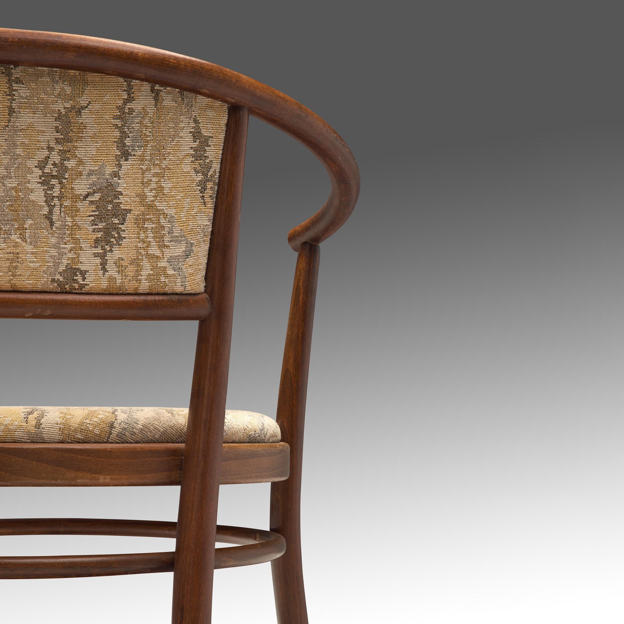 Ton Set of Twelve Armchairs in Bentwood with Fabric Upholstery