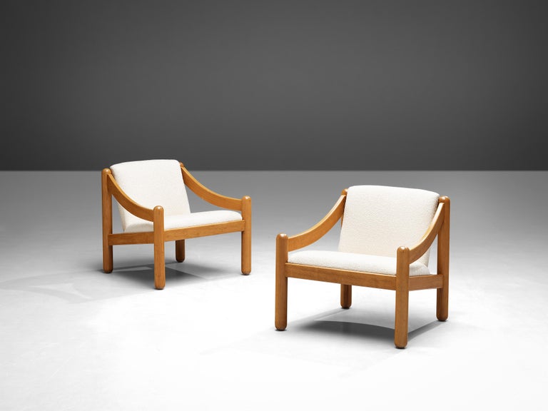 Vico Magistretti for Cassina Pair of ‘Carimate’ Lounge Chairs in Bouclé